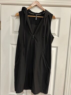 Calvin Klein Performance Black Hooded Sleeveless Zip Dress